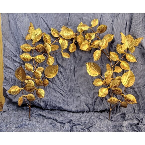 Vintage Mid-Century Modern Metal Leaf Wall Art, Set 2 - Picture 4 of 12